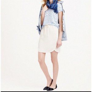 J.Crew Womens Drapey Double Twill Skirt 2 Ivory Mini Drawstring C0244 Pockets